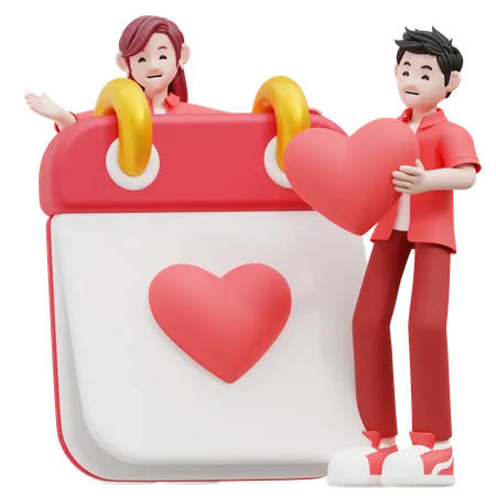 Casal comemorando o dia dos namorados  3D Illustration