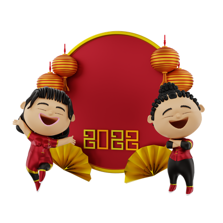 Casal comemorando o ano novo chinês  3D Icon