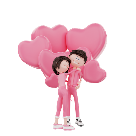 Casal aproveitando o dia dos namorados  3D Illustration