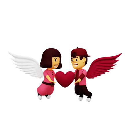 Casal de cupido  3D Illustration