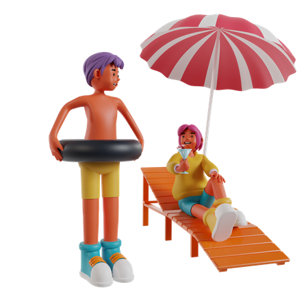 Casal de férias  3D Illustration