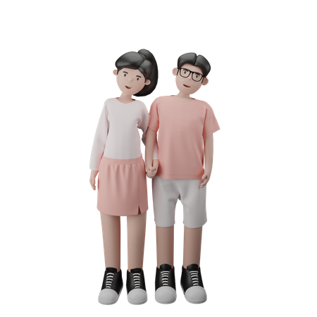 Casal de mãos dadas  3D Illustration