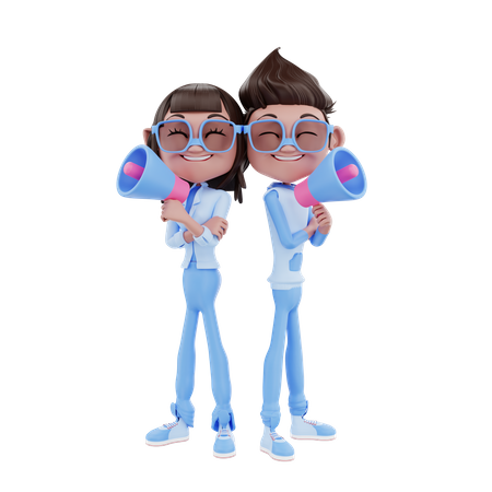 Casal fofo de marketing  3D Illustration