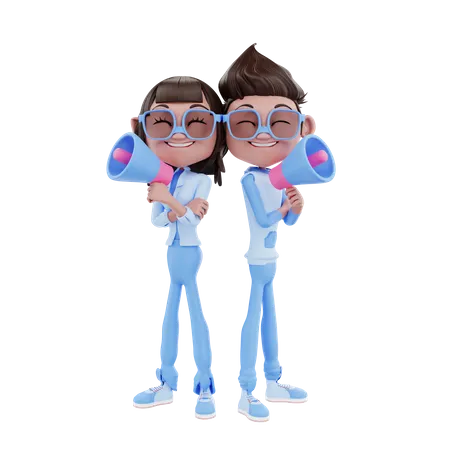 Casal fofo de marketing  3D Illustration