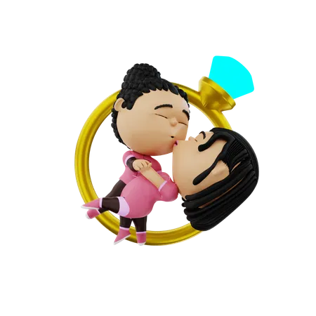 Casal de noivos se beijando  3D Illustration