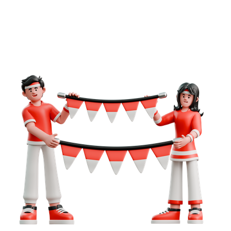 Decoração de casal para o Dia da Independência  3D Icon