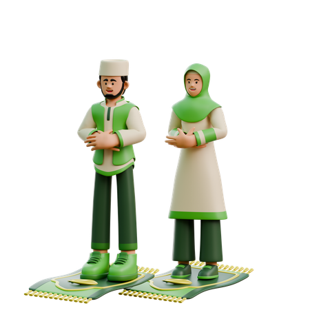 Casal faz orações no Ramadã  3D Illustration