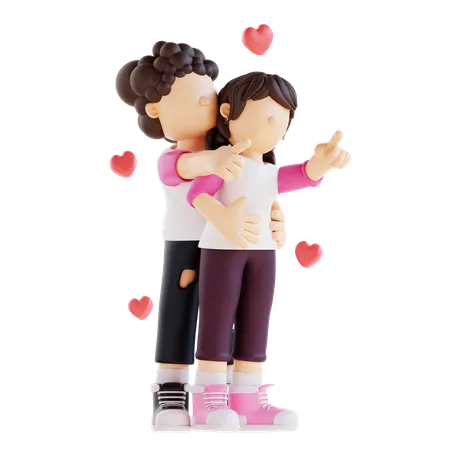 Casal dos namorados  3D Illustration