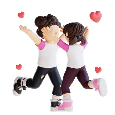 Casal está dançando  3D Illustration