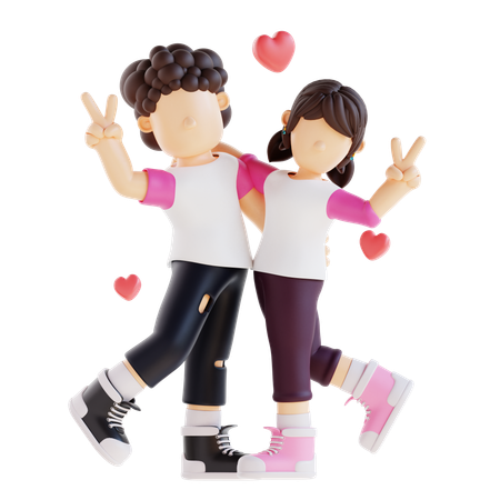 Casal está se divertindo  3D Illustration