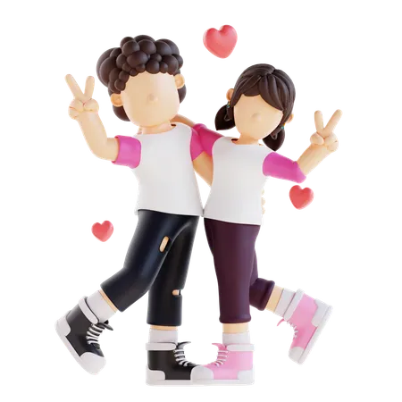 Casal está se divertindo  3D Illustration