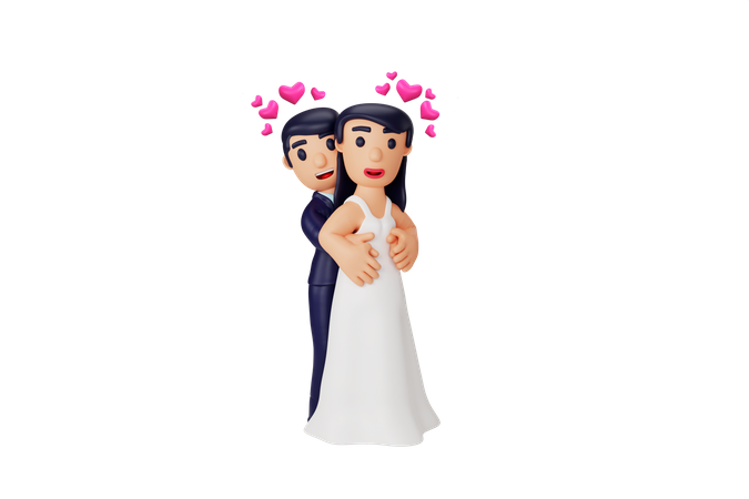 Casal fazendo abraço  3D Illustration