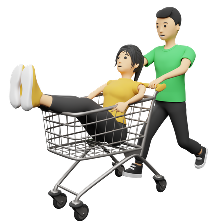 Casal fazendo compras  3D Illustration