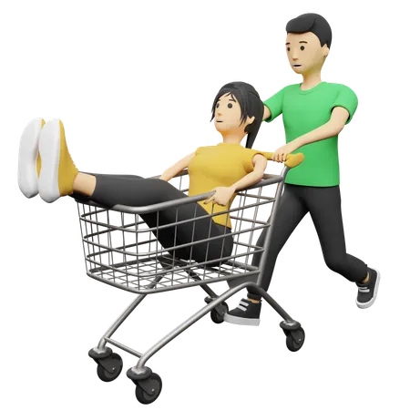 Casal fazendo compras  3D Illustration