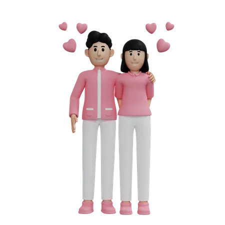 Casal feliz juntos  3D Illustration