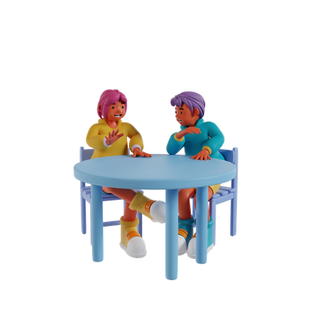 Casal feliz sentados juntos  3D Illustration