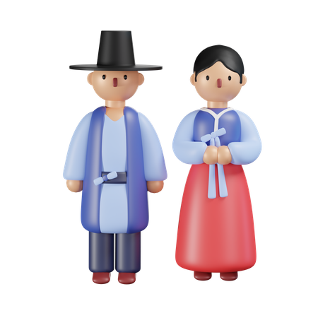 Casal Hanbok  3D Icon