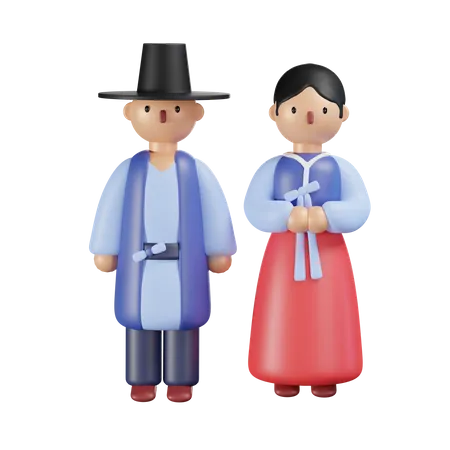 Casal Hanbok  3D Icon