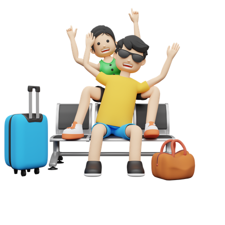 Casal indo em viagem em família  3D Illustration