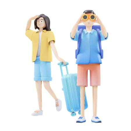 Casal indo viajar  3D Icon