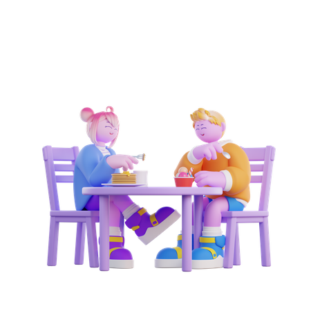 Casal jantando  3D Illustration