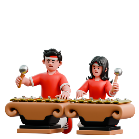 Casal Jogando Gamelão  3D Icon