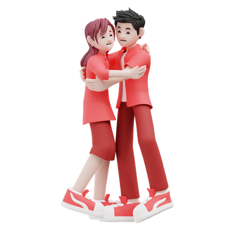 Jovem casal se abraçando  3D Illustration