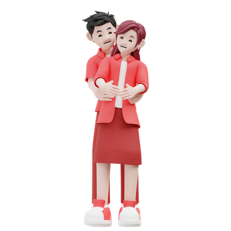 Casal jovem juntos  3D Illustration