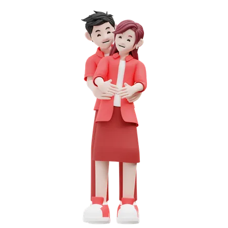 Casal jovem juntos  3D Illustration