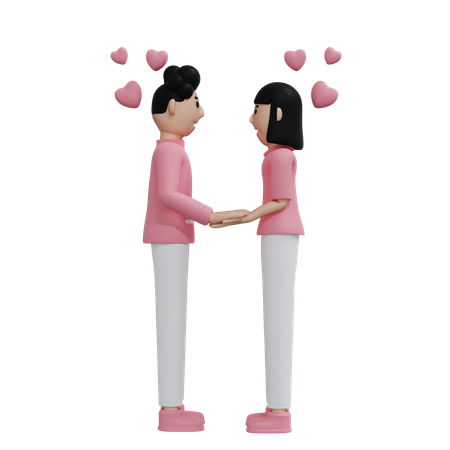 Casal jovem fazendo promessa um ao outro  3D Illustration