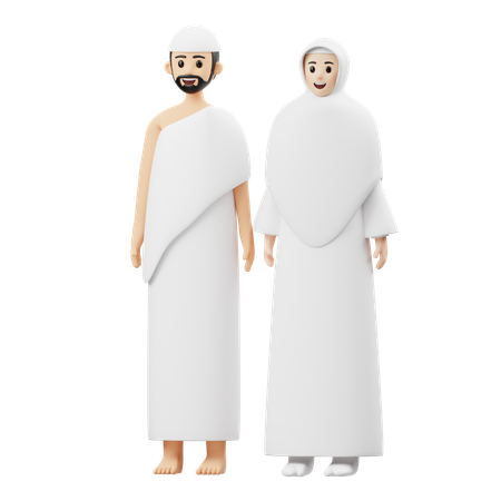 Casal muçulmano fazendo pose em pé  3D Illustration