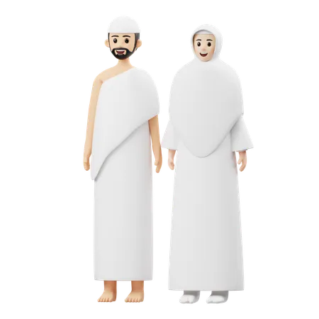 Casal muçulmano fazendo pose em pé  3D Illustration