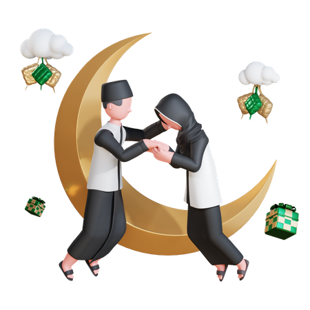 Casal muçulmano no Ramadã  3D Illustration