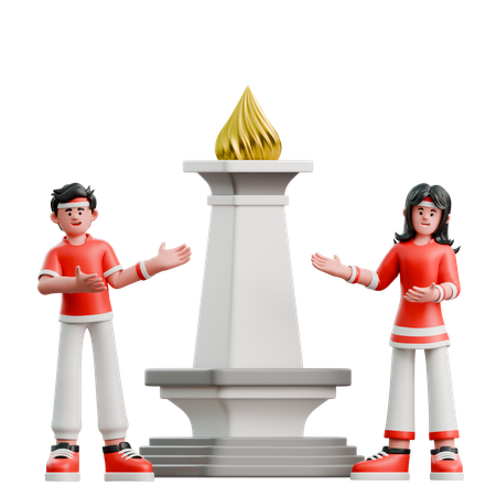 Casal olhando para o Monumento Nacional  3D Icon