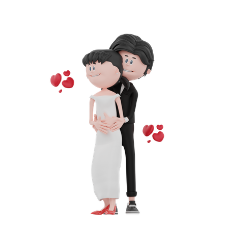 Casal recém-casado juntos  3D Illustration