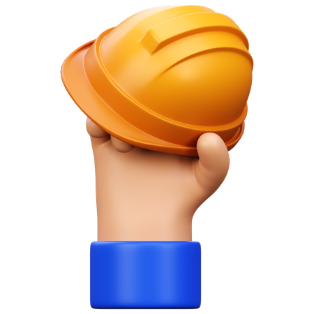 Mano sosteniendo un casco de construcción  3D Icon