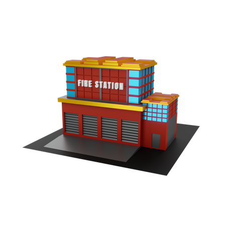 Caserne de pompiers  3D Illustration