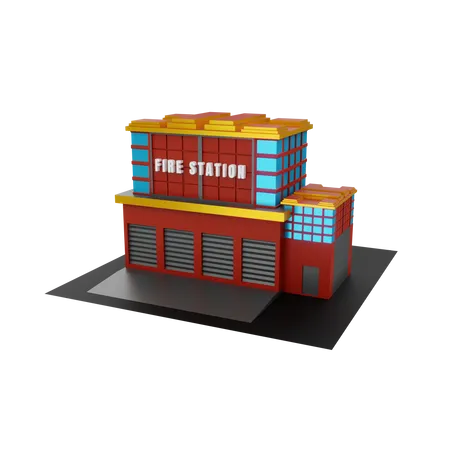 Caserne de pompiers  3D Illustration