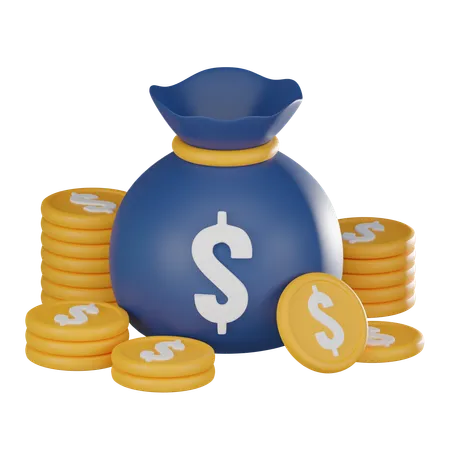 Dollar Sack Corded With Gold Coin Tangible Representation Of Financial Successs For Conveying Concepts Of Wealth Management Global Finance And Financial Freedom 3 D Render Illustration 3D Icon