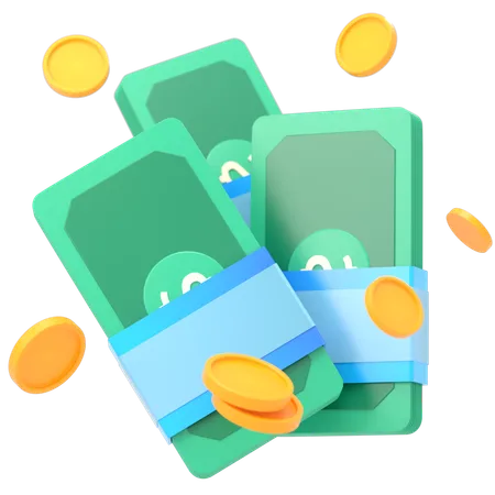 Money Stacks With Coins Illustration In 3 D Design 3D Icon
