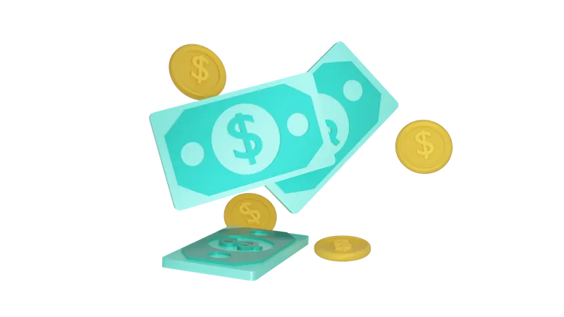 Cash And Dollars 3D Icon