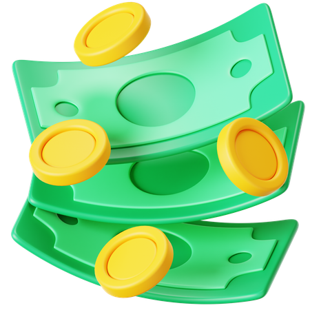 現金と硬貨  3D Icon