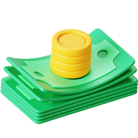 現金と硬貨  3D Icon