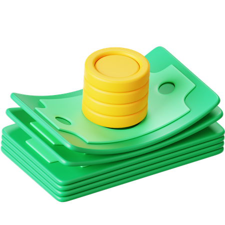 Cash and Coin  3D Icon