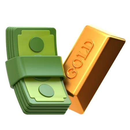 Cash and Gold  3D Icon