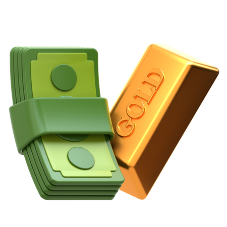 Cash and Gold  3D Icon