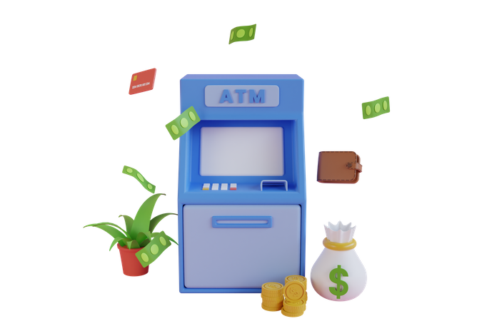 Cash deposit machine  3D Illustration