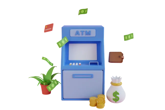 Cash deposit machine  3D Illustration