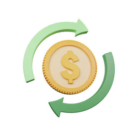Coin With Circle Arrow Transfer Or Exchange Money 3D Icon