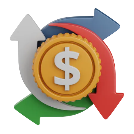 3 D Rendering Cash Flow Isolated Useful For Business Analytics Money And Finance Design Element 3D Icon